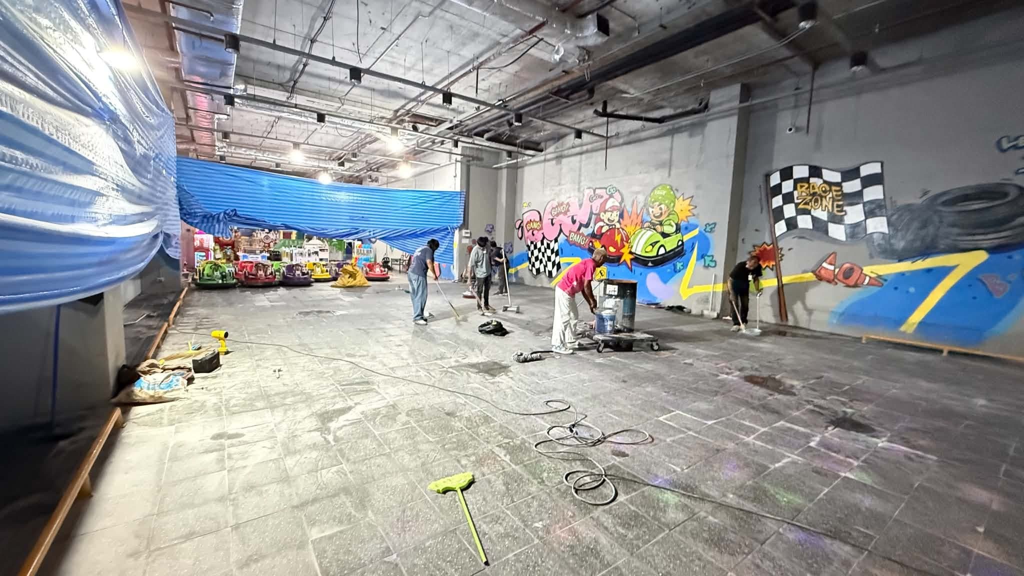 งาน Big Cleaning พื้นที่กว้าง หาดใหญ่ ใช้เครื่องจักรและทีมงาน